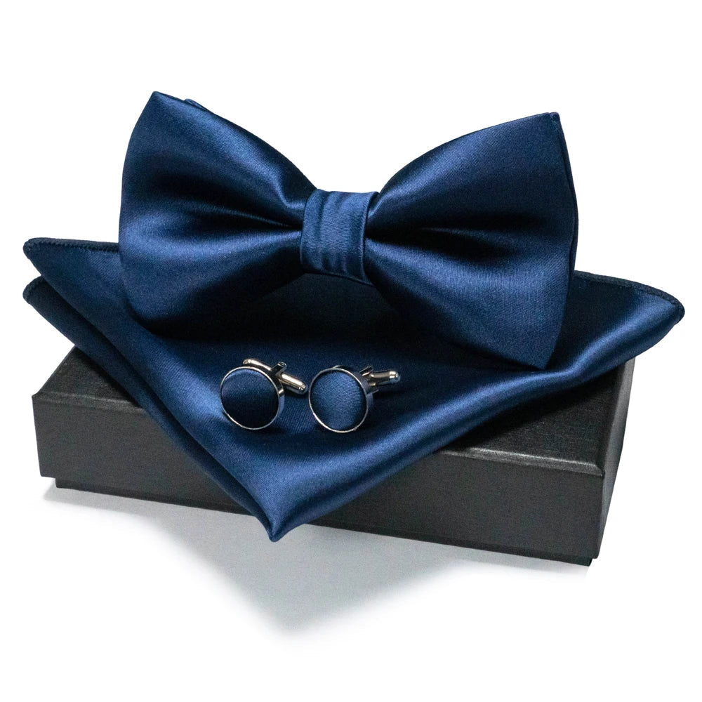 EASTEPIC Men's Bow Tie Sets Including Cufflinks and Handkerchieves Bow Ties with Adjustable Straps for Formal Occasions Good Vibrations