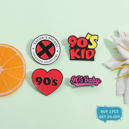 90s Baby Funny Slogans Enamel Pin Nostalgia 90s Kids Collected Brooches Lapel Backpack Badge Best Gifts Jewelry For Friends Good Vibrations