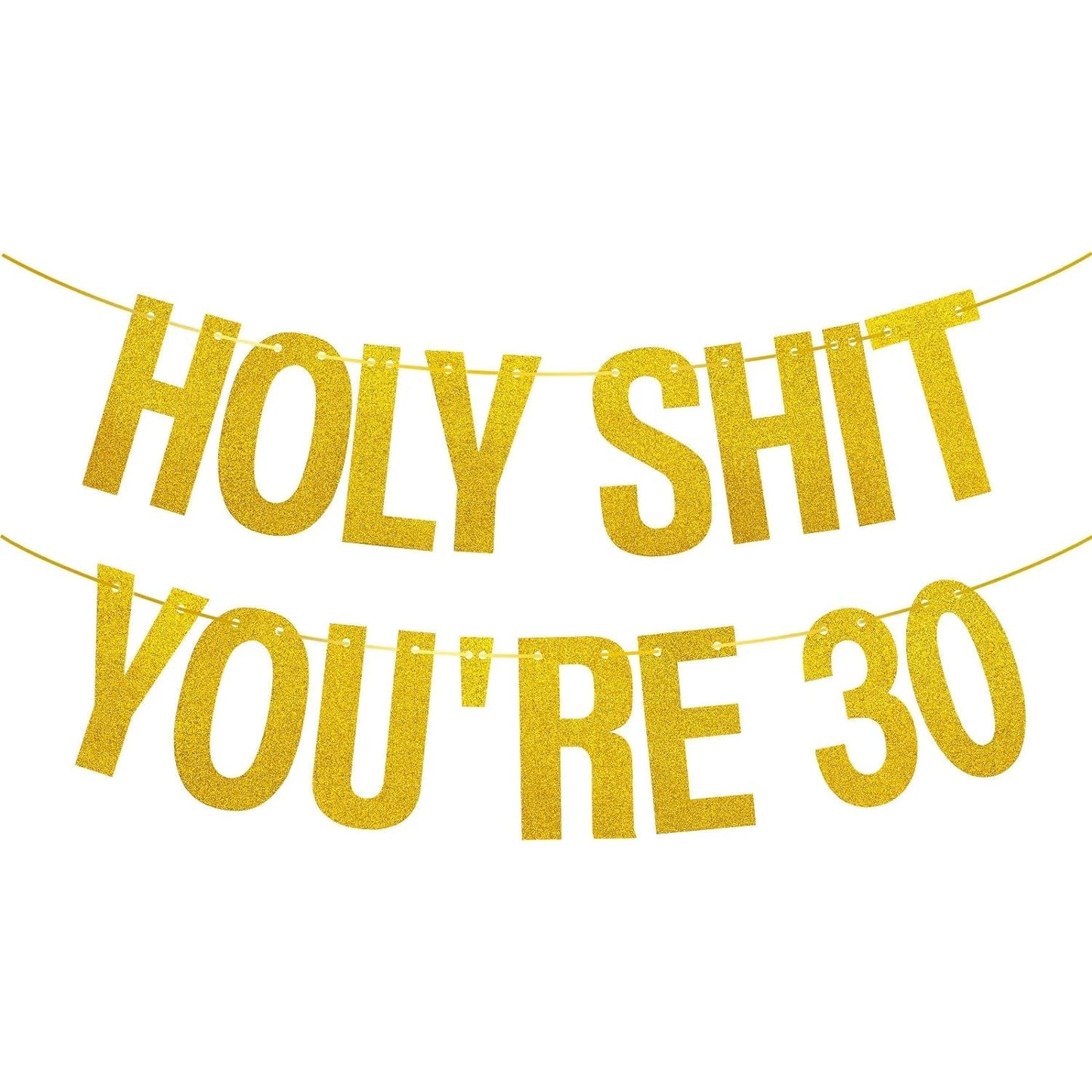 Gold Glitter Holy Shit You're 30 Birthday Banner Party Decor,Funny 30th Birthday Party Decorations Supplies,30th  Photo Props Good Vibrations