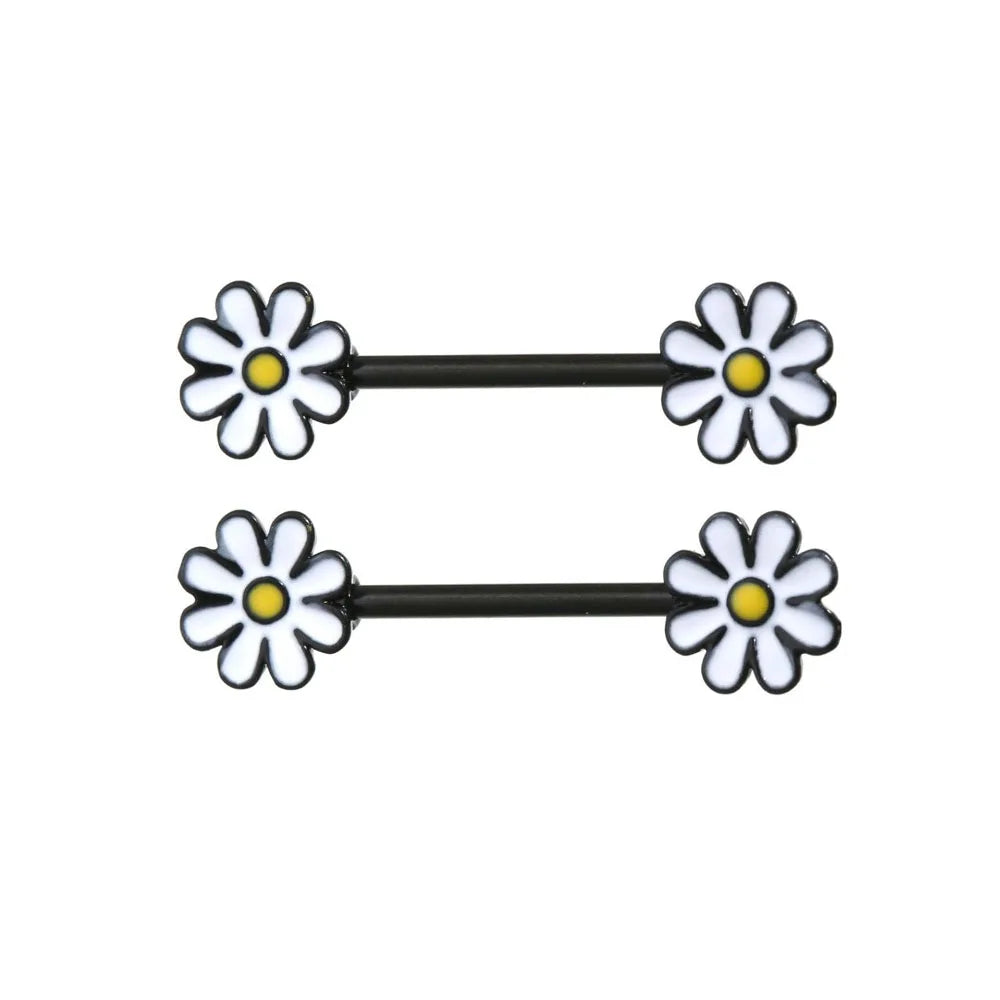 2pcs Stainless Steel Shield Bar Barbell Nipple Piercing Jewelry for Women Both Sides Screwed Sun Moon Flower Star Nipple Rings Good Vibrations Adult Super Store