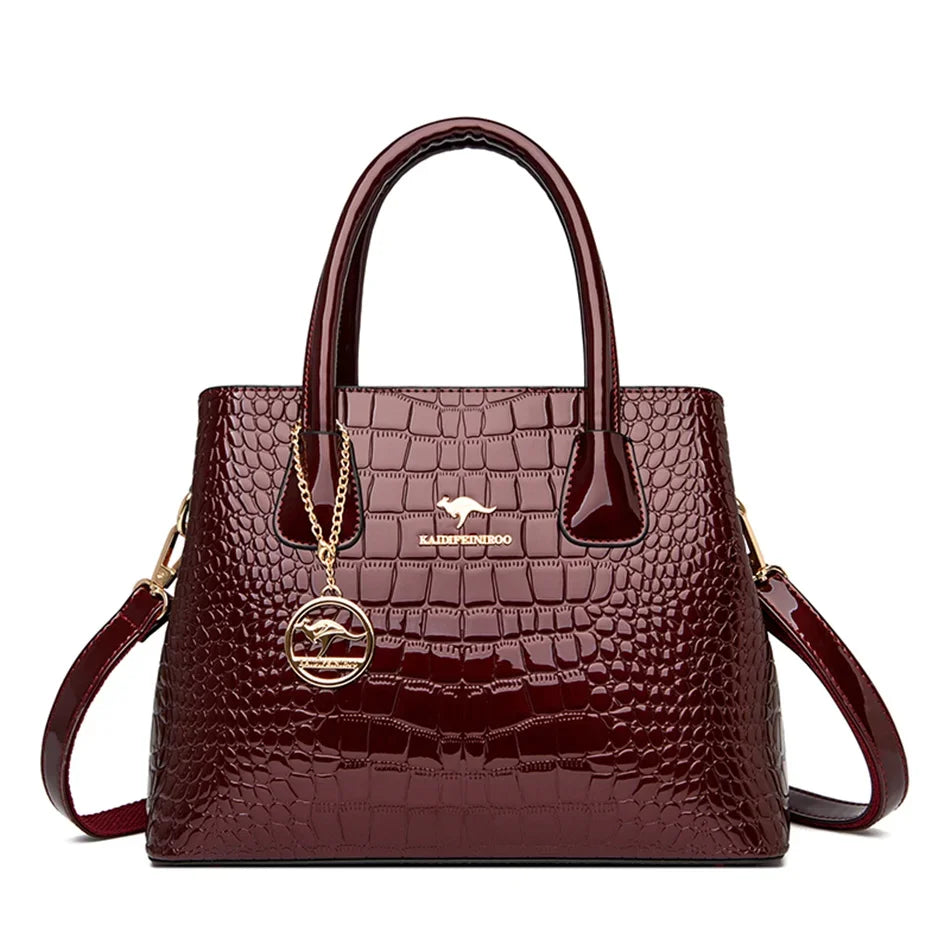 Luxury Patent Leather Crossbody Bags Women Crocodile Pattern Sac 2024 Large Capacity Ladies Shoulder Tote Bags Designer Purse Good Vibrations