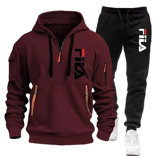 Spring and Autumn street new men's zipper hoodie + pants two-piece set, outdoor multi-pocket men's casual pullover sports suit Good Vibrations