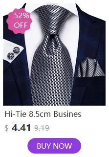 Hi-Tie Blue Business Solid 100% Silk Men's Tie NeckTie 8.5cm Ties for Men Formal Luxury Wedding High Quality Gravata Good Vibrations