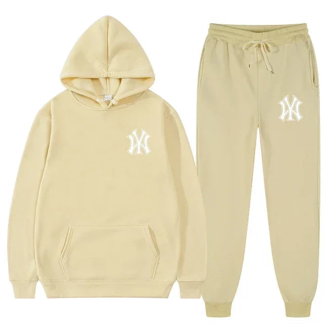 Men's running and fitness fashion casual sportswear set for autumn and winter, hooded sweatshirt + jogging pants two-piece set Good Vibrations