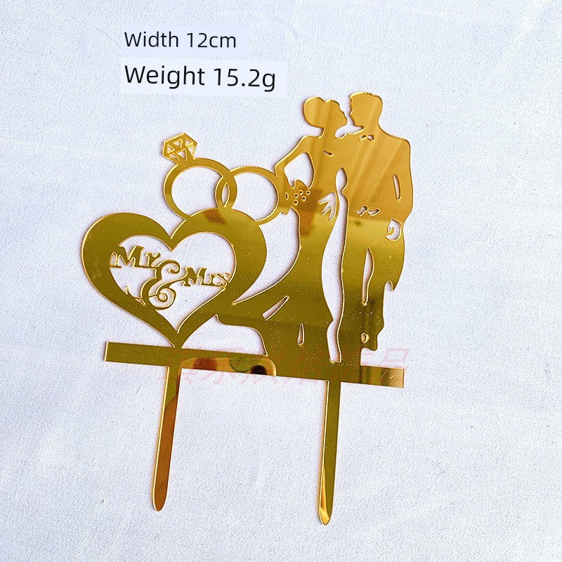 Valentine's Day Cake Plug-in Wedding Anniversary Wedding Proposal Acrylic Cake Insertion Dress up Card Baking Ornaments Good Vibrations