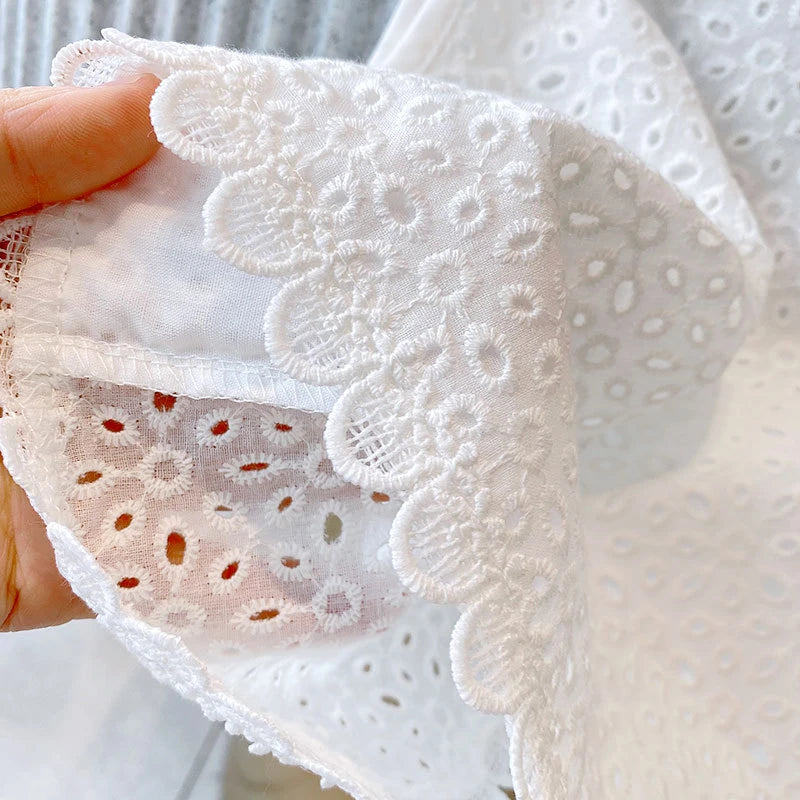 Girls 2024 Summer Clothing Sets Hollow Lace Suit Baby Casual Sleeveless T-shirt+Shorts Kids Clothing Sets Baby Clothes Outfits Good Vibrations