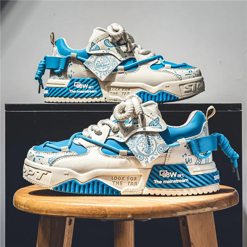 Platform Men's Sneakers Fashion Men Casual Shoes Autumn Designer Breathable Running Men Shoe Personality Lace Up Tenis Masculino Good Vibrations