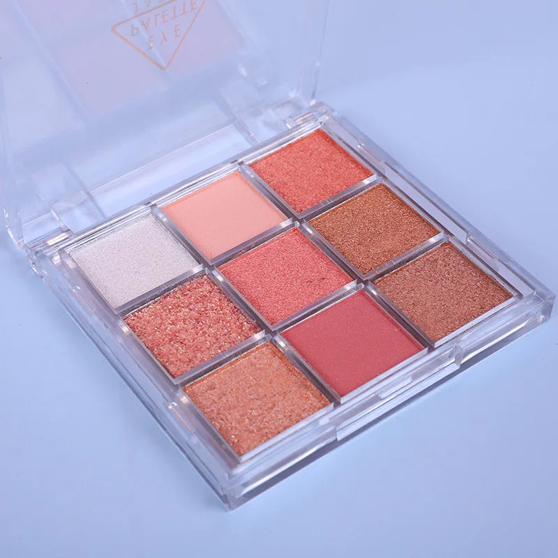 Snow Sequin 9-Color Eye Shadow Palette Glitter Snowflake Diamond Pink Eye Shadow Korean Charming Contour Eyes Make Up Palette Good Vibrations