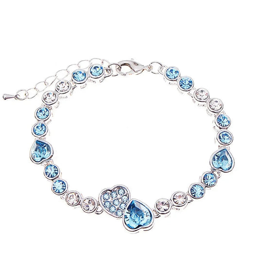 Charm Real 925 Silver 3 Colors Hearts CZ Fashion Chain Bracelet For Women Girls Wedding Fine Silver Jewelry Good Vibrations