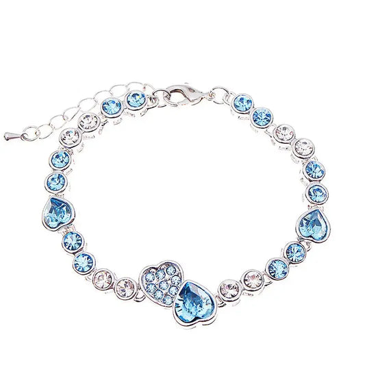 Charm Real 925 Silver 3 Colors Hearts CZ Fashion Chain Bracelet For Women Girls Wedding Fine Silver Jewelry Good Vibrations