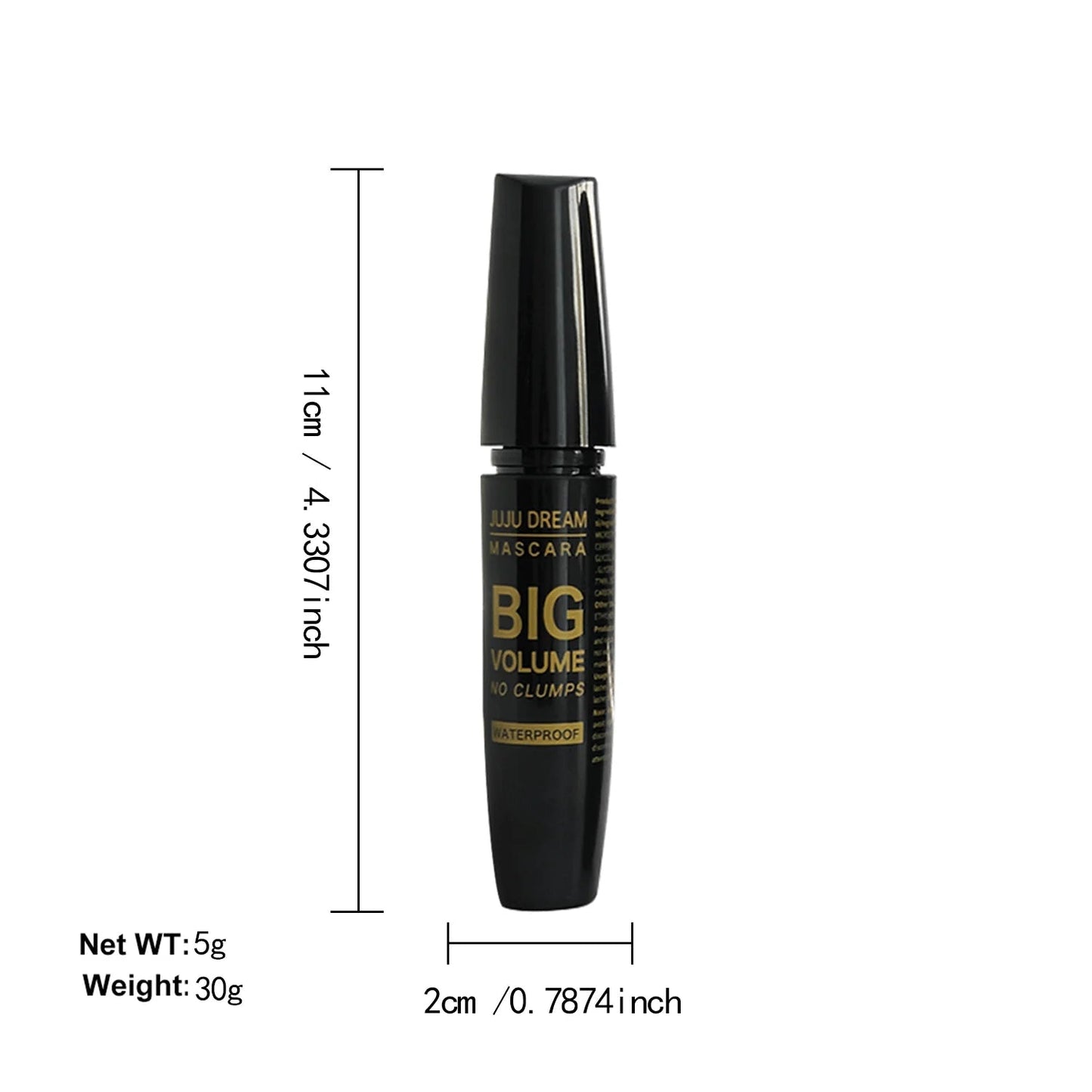 Black Mascara Thickening - Long-Lasting, Volumizing , Fiber Formula with 360° Spiral Brush Waterproof Liquid Fiber Mascara Good Vibrations