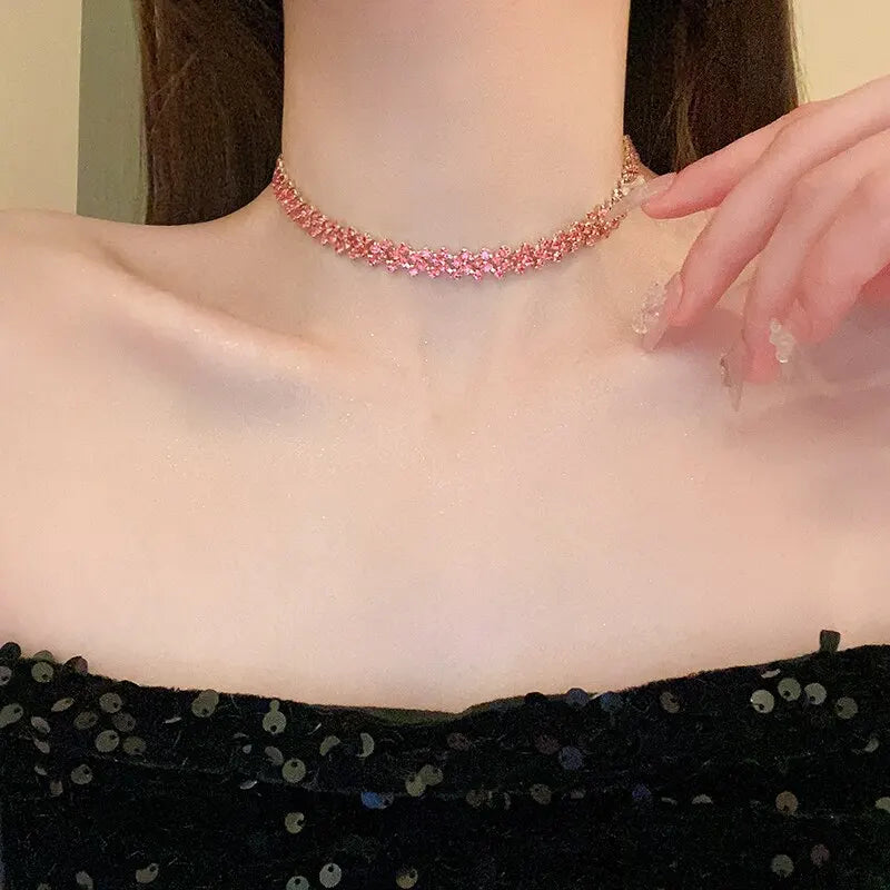 Luxury Shiny Full Rhinestone Choker Necklace for Women Personalized Geometric Crystal Necklaces Wedding Jewelry Party Gifts Good Vibrations Adult Super Store
