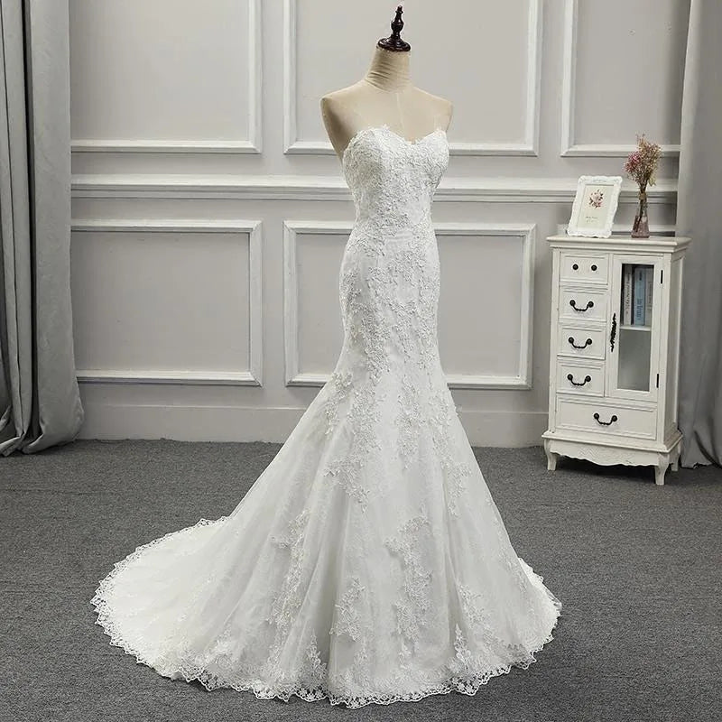 Vestidos Para Mujer Elegantes Para Boda New Strapless Slimming Fishtail Sweet Lace French Light Luxury Bride Light Wedding Dress Good Vibrations