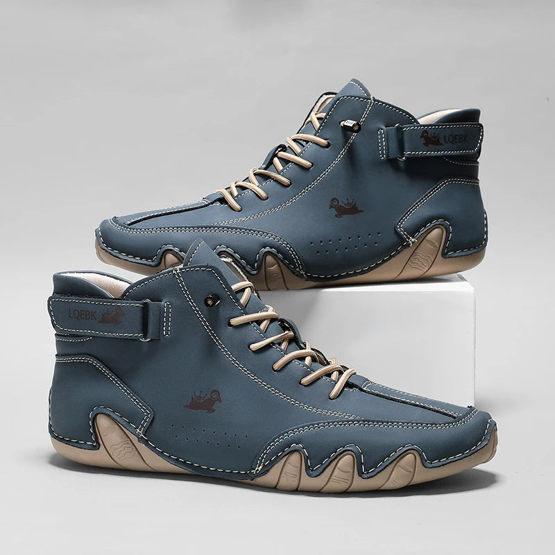 Boots for Men Casual High Top Sneakers Soft Sole Fashion Mens Slip-On Leather Driving Walking Shoes Comfort Luxury Ankle Boots Good Vibrations