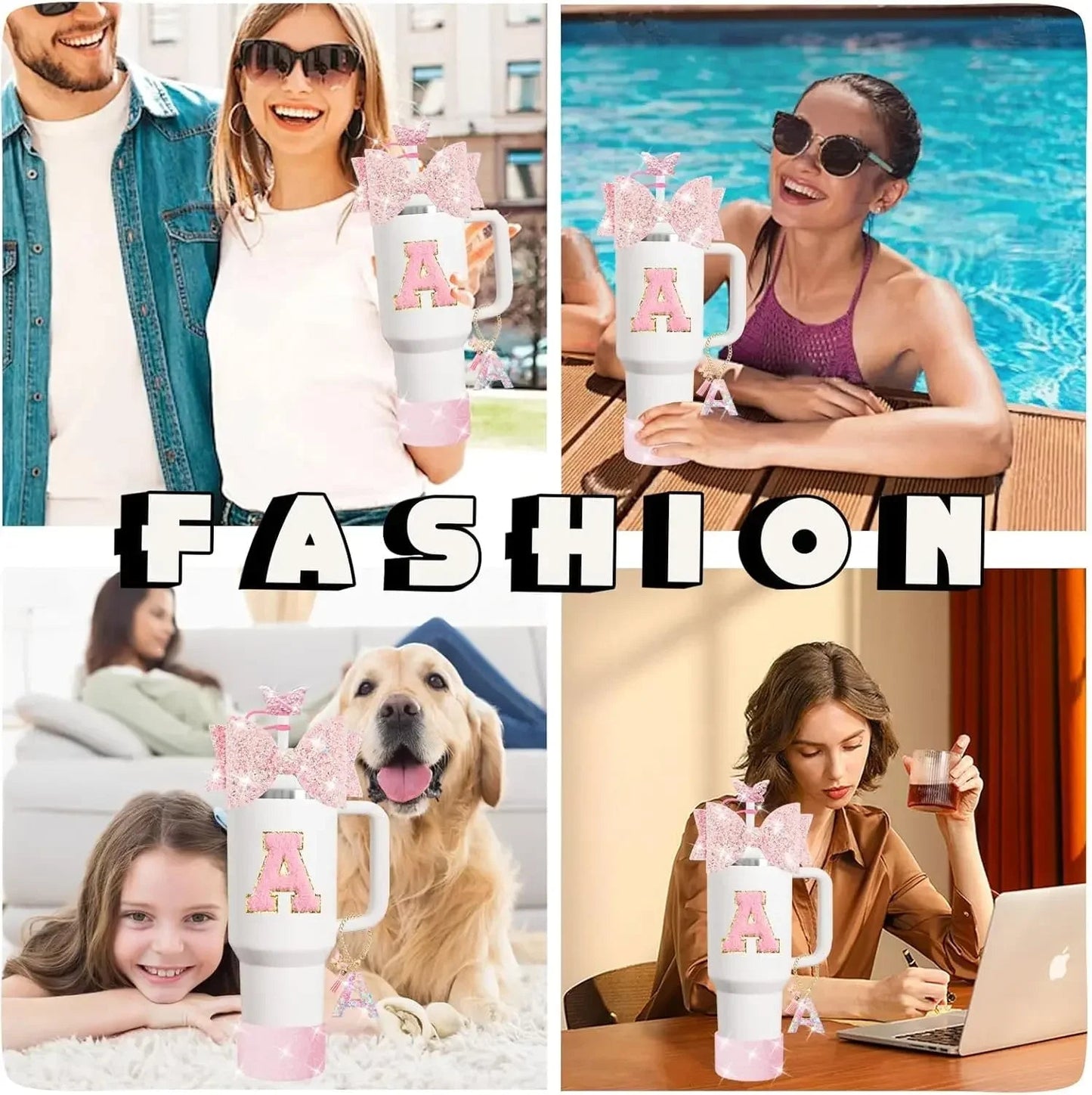 8PCS Cup Accessories Set for Stanley 30oz 40oz Tumbler Straw Topper Cover Cap Boot,Spill Proof Stopper Charm Initials Sticker Good Vibrations Adult Super Store