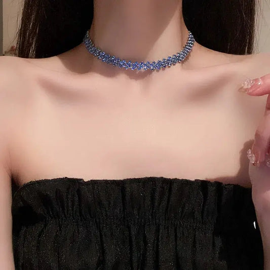 Luxury Shiny Full Rhinestone Choker Necklace for Women Personalized Geometric Crystal Necklaces Wedding Jewelry Party Gifts Good Vibrations Adult Super Store