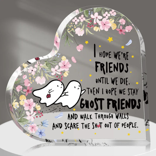 1PC Best Friend Birthday Gifts For Women Bestie Cute Heart Paperweight Keepsake Halloween Gifts Funny Acrylic Plaque for Friends Good Vibrations Adult Super Store