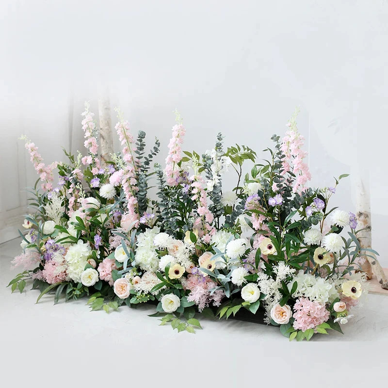 2m Rose Delphinium Flower Row Wedding Artificial Table Floral Commercial Plaza Partition Hotel Scene Layout Floor Flowers Decor Good Vibrations