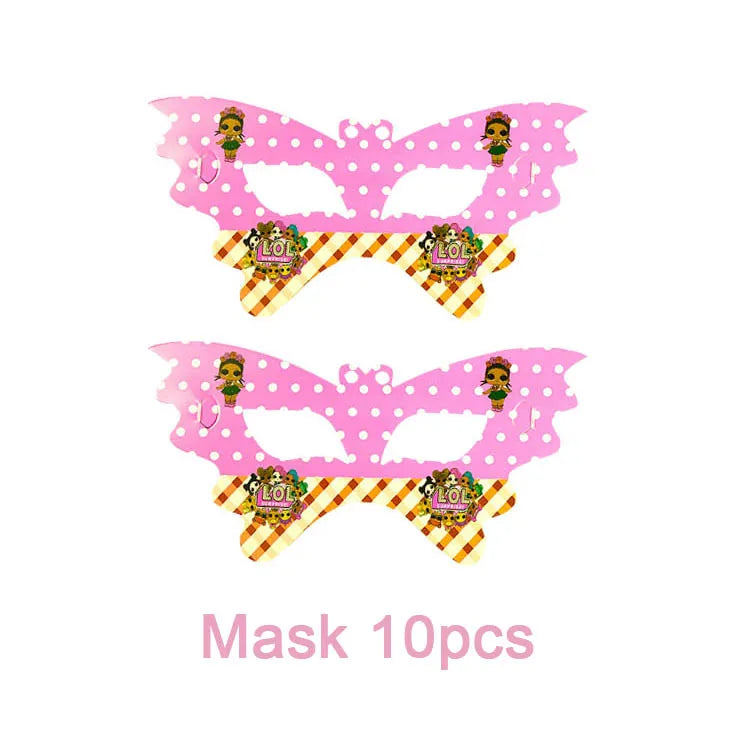 Girl Surprise Theme Backdrop Cute Shiny Doll Birthday Party Decoration Pink Latex Balloon Disposable Tableware Plate Cake Topper Good Vibrations