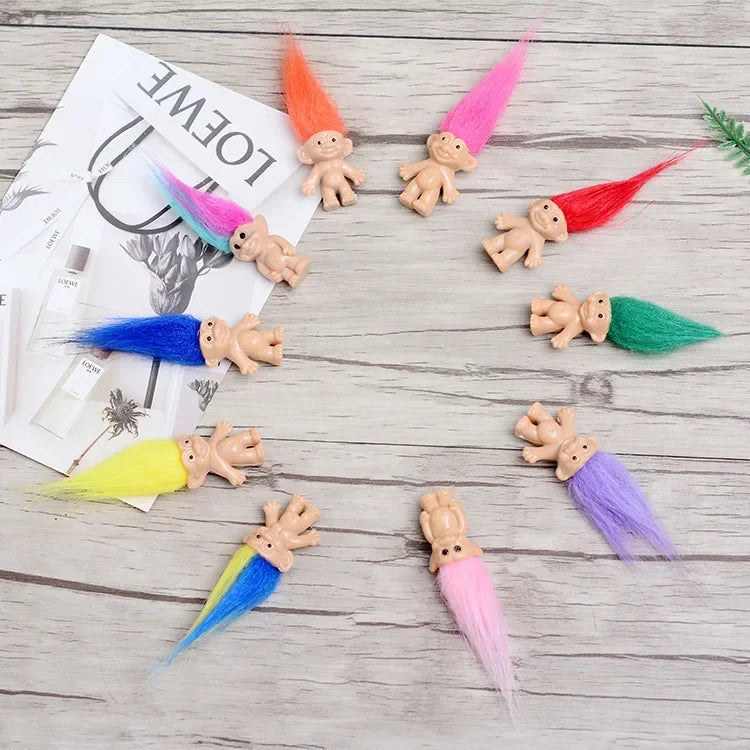 10Pcs/Bag Mini Trolls Dolls Anime Action Figure Colorful Hair Family Members Model Collection Kids Toys for Children's Gift 2025 Good Vibrations