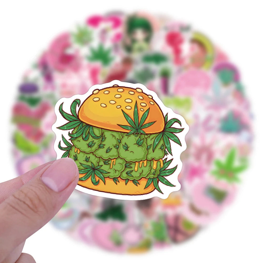 10/30/50/110PCS Leaves Weed Cartoon Stickers SmokingTobacco Graffiti Laptop Phone Car Skateboard Waterproof Cool Sticker Packs Good Vibrations Adult Super Store