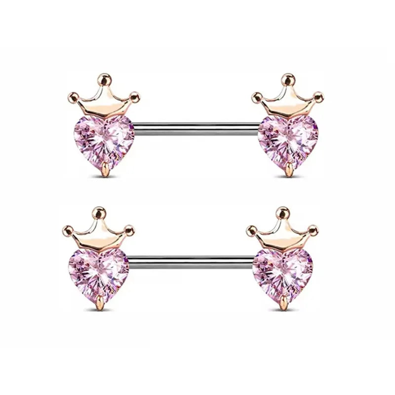 1Pair Pink Butterfly Nipple Piercing Jewelry Shiny Crystal Nipple Rings For Women Girls Heart Nipple Barbells Piercing Pezon Good Vibrations Adult Super Store