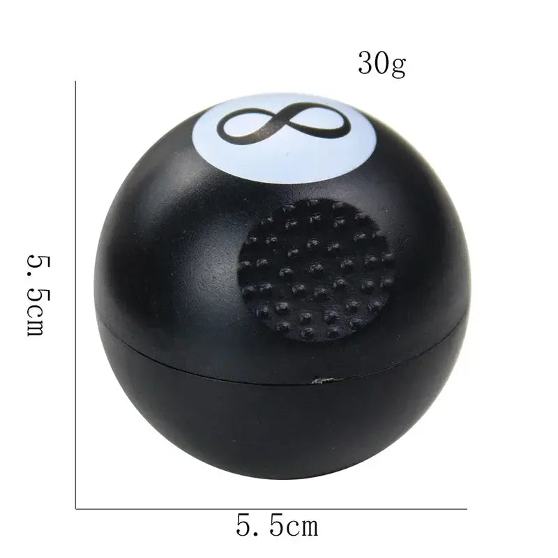Black 8 Tobacco Grinder, creative manual spice cutter, black color, compact design, 5.5 cm diameter.