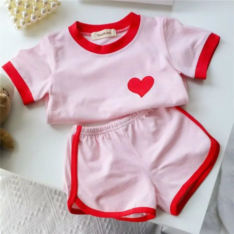 Girls Clothing Suit Children Short-Sleeved Shirt Shorts 2Pcs Sets Baby Fashion Summer Star Outfits 2 4 6 7 14T Good Vibrations