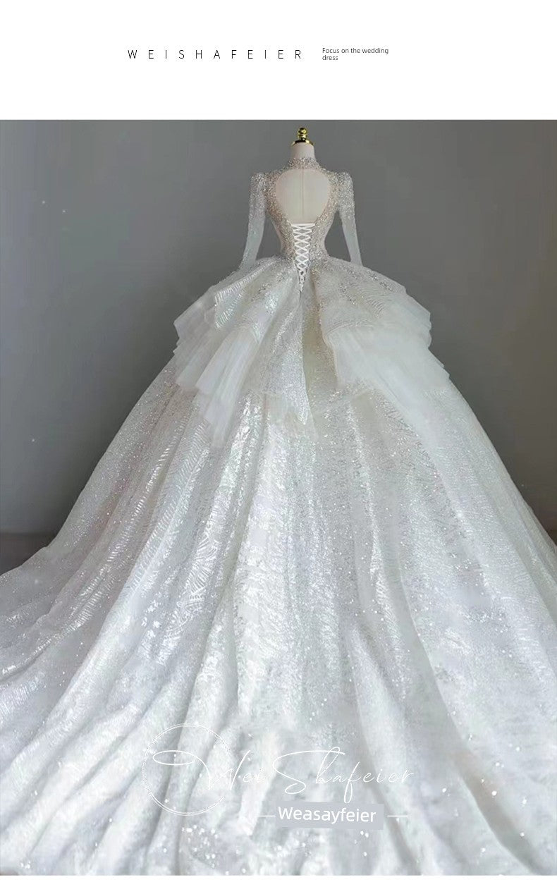 Short Long-Sleeved Socialite Wedding Dress