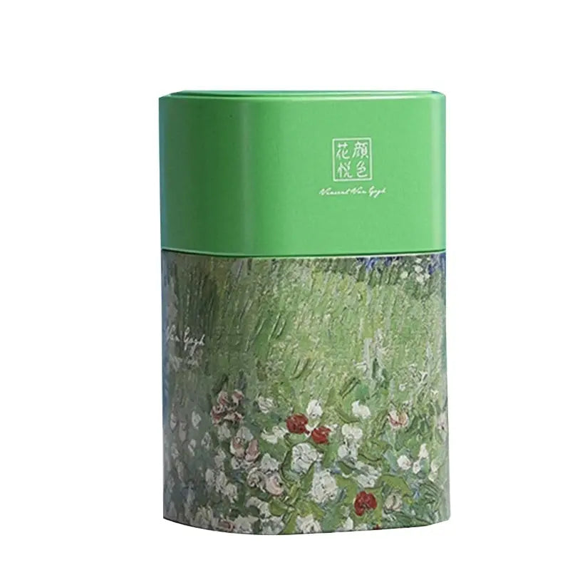 Elegant Tea Stash Jar Durable Metal Container for Herbs Storage Oil Painting Coffee Storage Container Metal Tea Box Can GOOD Vibrations Adult Super Store