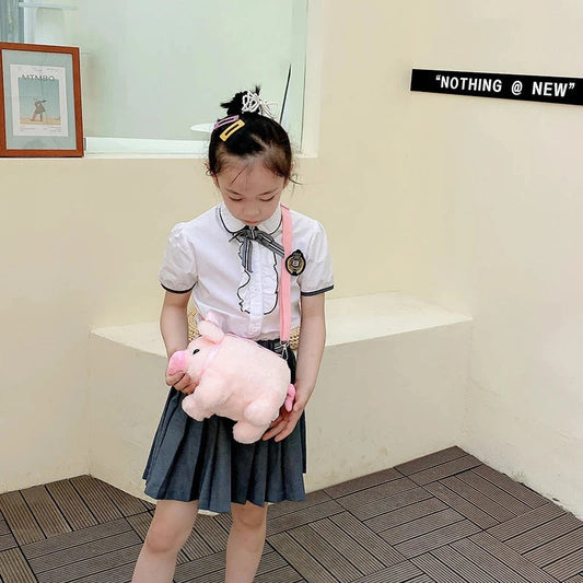 Piglet Plush Bag for Girl Korean Version Large Capacity Lady Shoulder Bag Cartoon Ins Cute Doll Messenger Bag Handbags Crossbody Good Vibrations