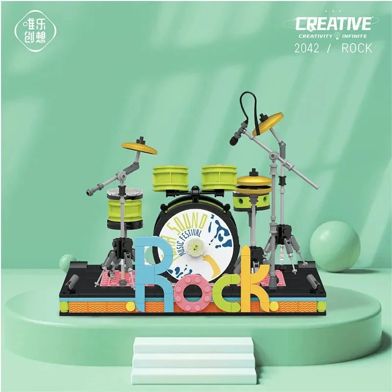 TOYLINX Musical Instrument Building Block Toy Set Electronic Drum Electronic Organ Construction Toy Gift for Children Good Vibrations