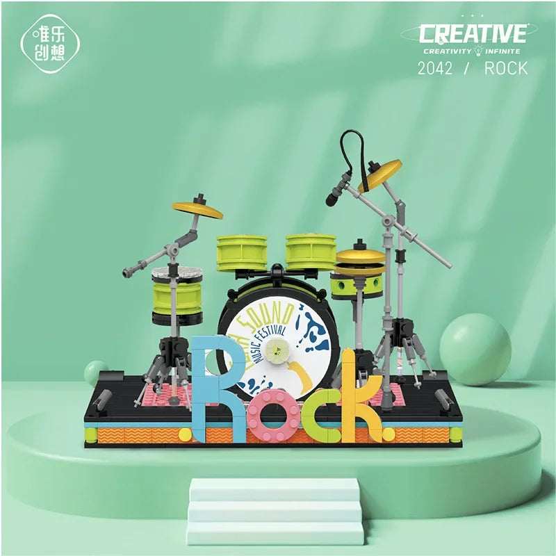 TOYLINX Musical Instrument Building Block Toy Set Electronic Drum Electronic Organ Construction Toy Gift for Children Good Vibrations