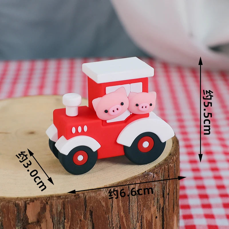 Farm Series Cake Topper Lambs Ponies Piglets Chickens Ducks Haystacks for Children's One Year Old Birthday Party Cake Decoration Good Vibrations