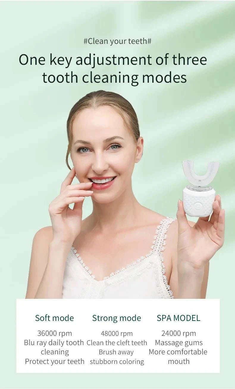 Electric Toothbrush for Adult Automatic USB Charge U-Shaped Toothbrush 360 Degrees Intelligent Rechargeable Toothbrus Good Vibrations
