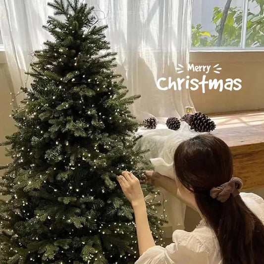 Christmas Tree PE Encrypted Christmas Decoration with Lights,Folding and Retractable Pine Needles,Christmas Tree Set Decoration Good Vibrations