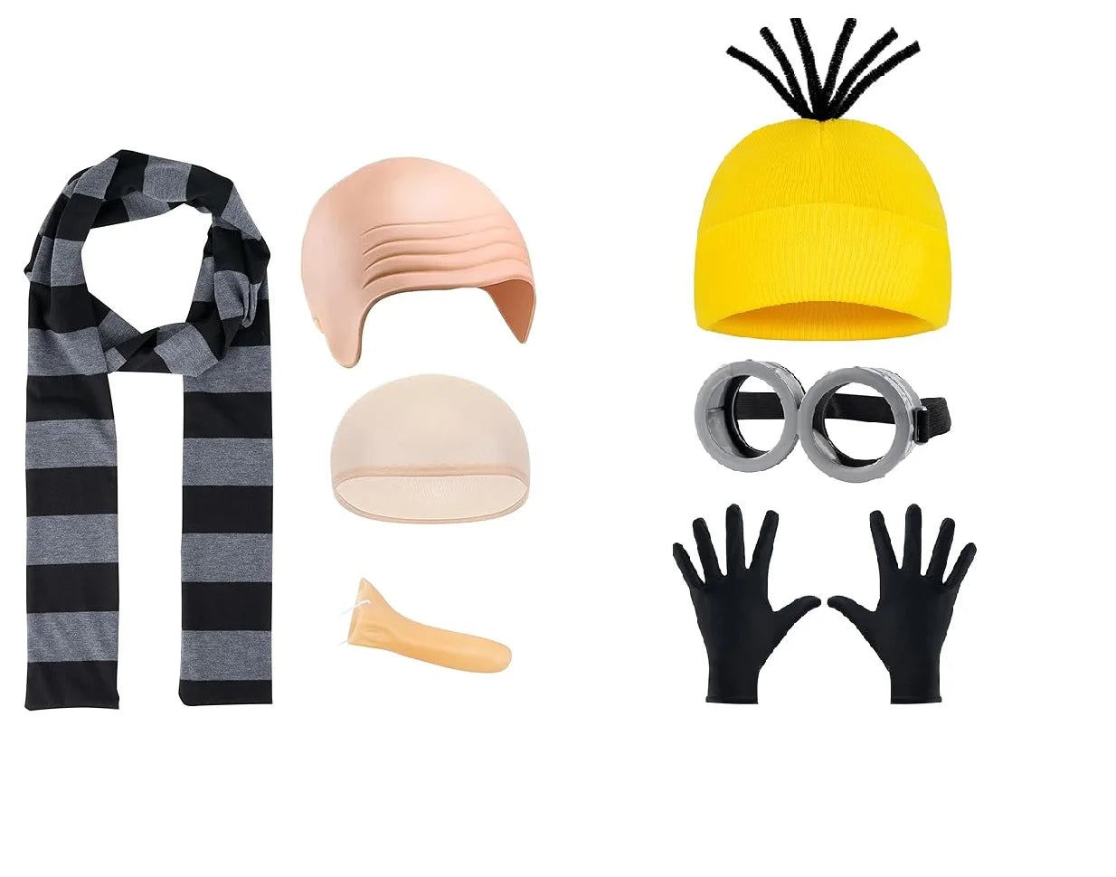 Halloween Party Minion Costumes Little Yellow Man Cosplay Movie Cartoon Funny Dress Up Magical Thief Dad Gray Striped Scarf Good Vibrations