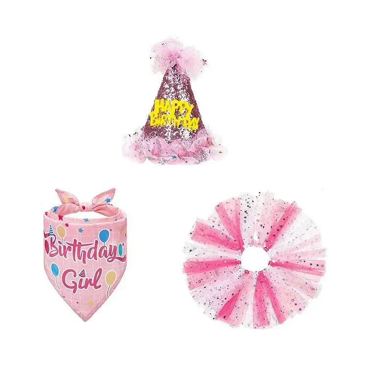 Pet Birthday Party Set Skirt Hat Bowtie for Dogs Gift Celebrating Pet Products Supplies All for Pets Puppy Cats Party Wholesale Good Vibrations