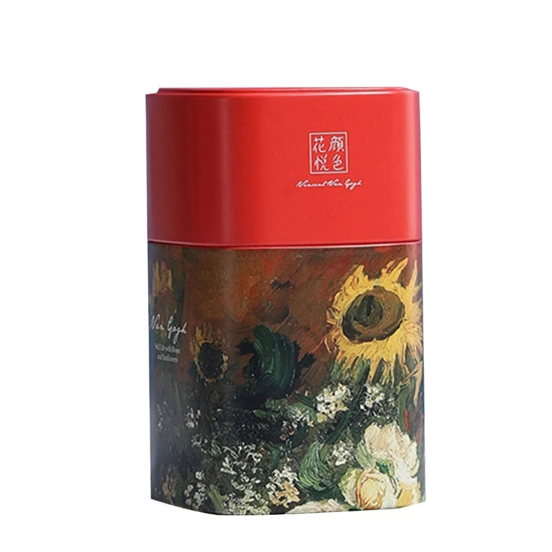 Elegant Tea Stash Jar Durable Metal Container for Herbs Storage Oil Painting Coffee Storage Container Metal Tea Box Can GOOD Vibrations Adult Super Store