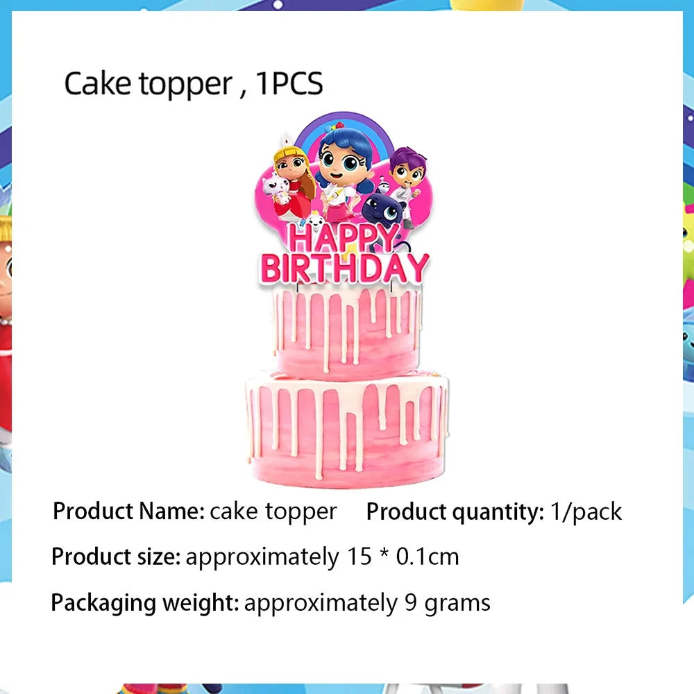 True Rainbow Kingdom Party Supplies Disposable Tableware Plates Balloon Cake Topper Kids For Boy Girl Favor Birthday Party Decor Good Vibrations