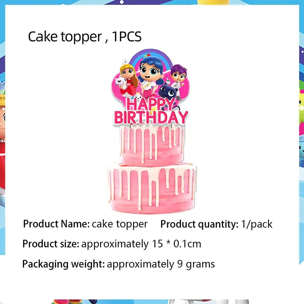 True Rainbow Kingdom Party Supplies Disposable Tableware Plates Balloon Cake Topper Kids For Boy Girl Favor Birthday Party Decor Good Vibrations