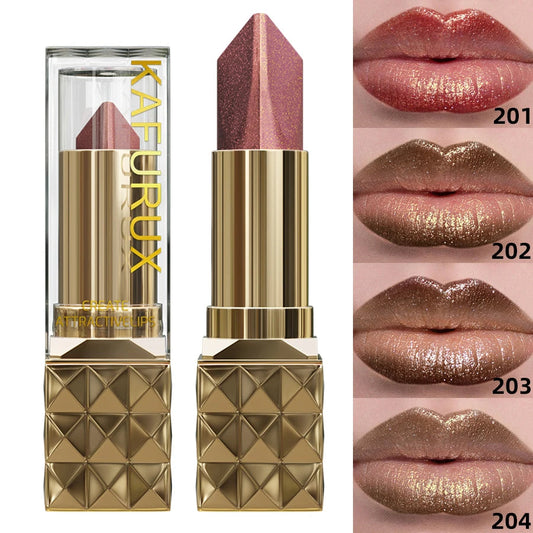 1PC Glitter Shiny Metallic Two Tone Lipstick Matte Pearlescent Lip Tint,Long Lasting Lip Senior Lip Makeup Gifts Lip Gloss Coste Good Vibrations