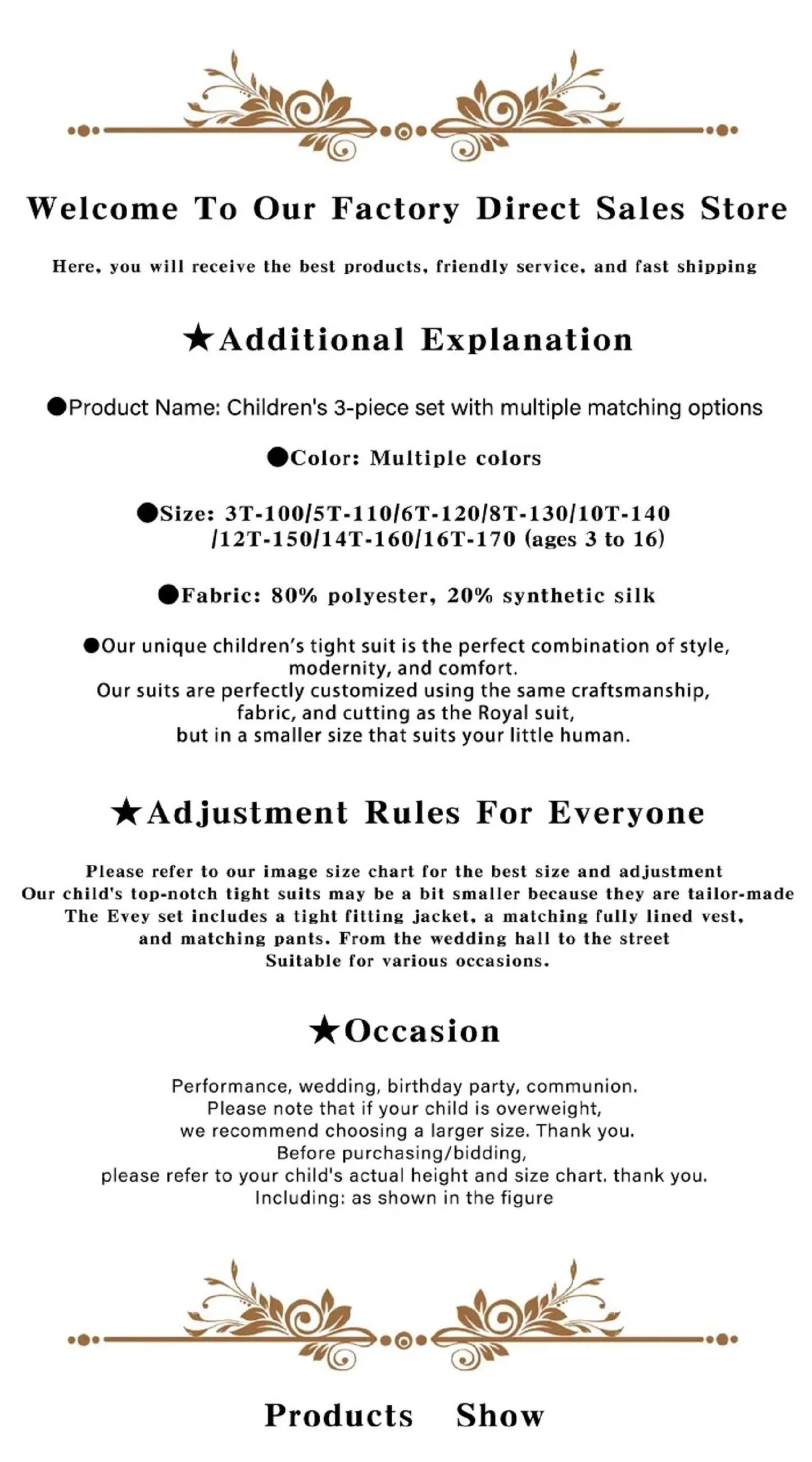 Classic Boy's Suit Set Sequin Suit Jacket Vest Pants Set Tuxedo For Boys Flower Boy Mini Suit Evening Party Wedding Suit For Boy Good Vibrations