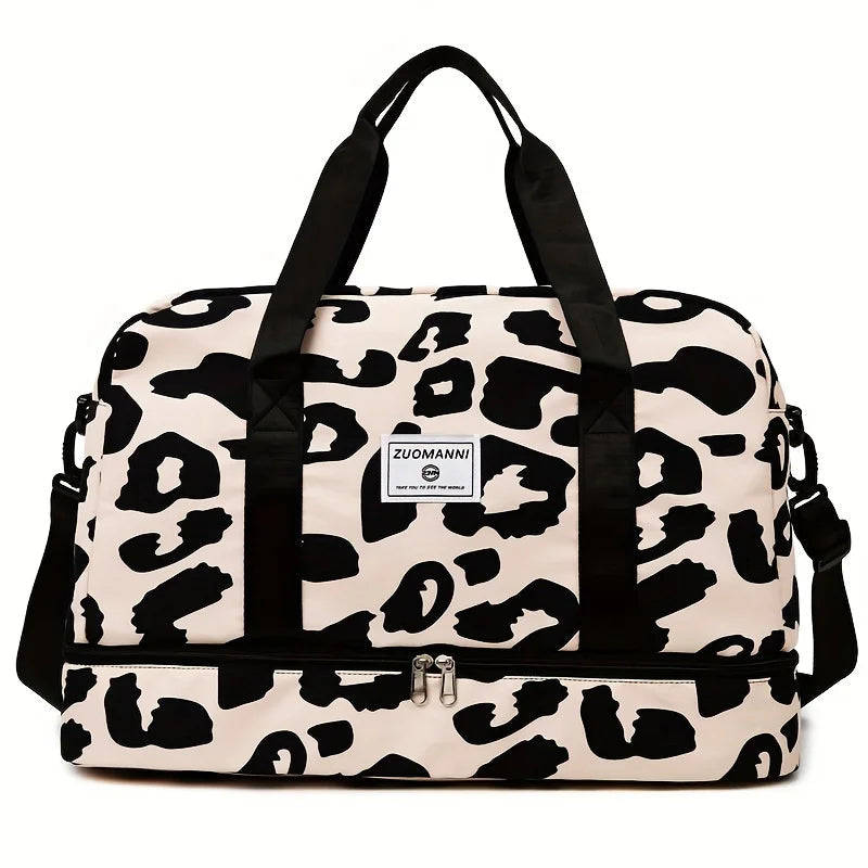 Large Capacity Nylon Travel Duffle Bag with Animal Print, Sports Gym Storage Bag, Portable Women'S Weekender Overnight Bag Good Vibrations