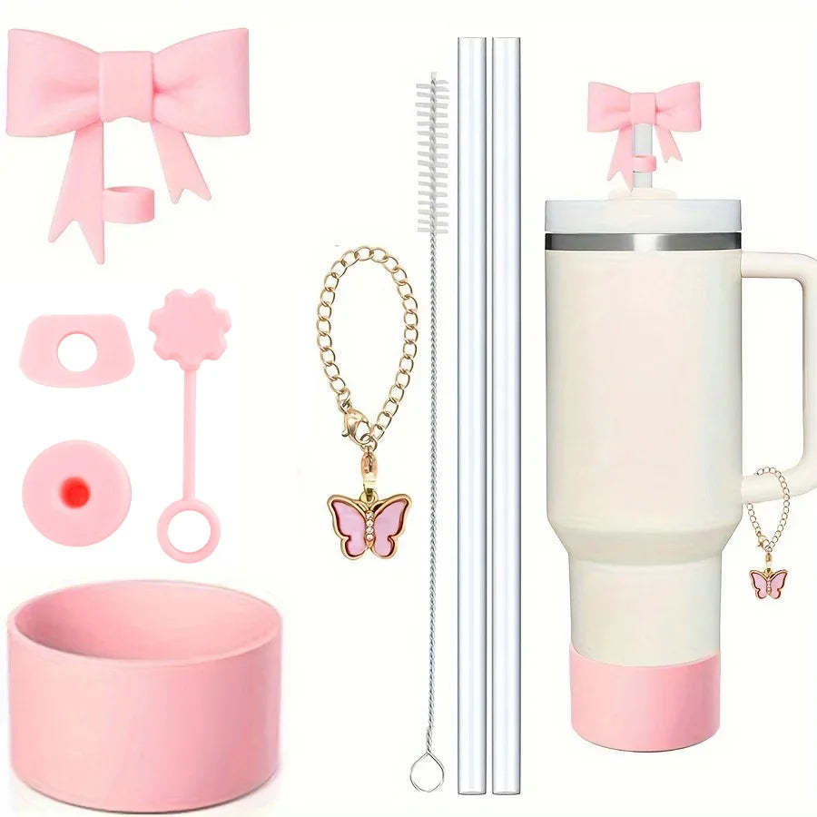 9pcs Cup Accessories for Stanley Spill Proof Stopper 10mm Straw Cover Cap Silicone Boot Charm Chain for 40oz Tumbler Cup Good Vibrations Adult Super Store