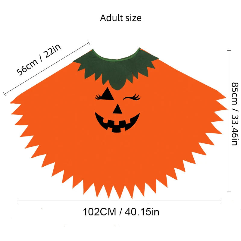 Halloween Party Adult Children's Pumpkin Costume Cloak Girl Pumpkin Shawl Boy Pumpkin Hat Headband Set Holiday Dress Up Cosplay Good Vibrations