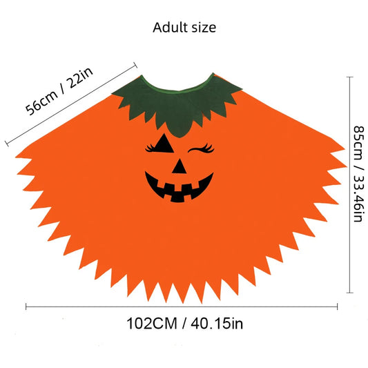 Halloween Party Adult Children's Pumpkin Costume Cloak Girl Pumpkin Shawl Boy Pumpkin Hat Headband Set Holiday Dress Up Cosplay Good Vibrations