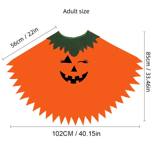 Halloween Party Adult Children's Pumpkin Costume Cloak Girl Pumpkin Shawl Boy Pumpkin Hat Headband Set Holiday Dress Up Cosplay Good Vibrations