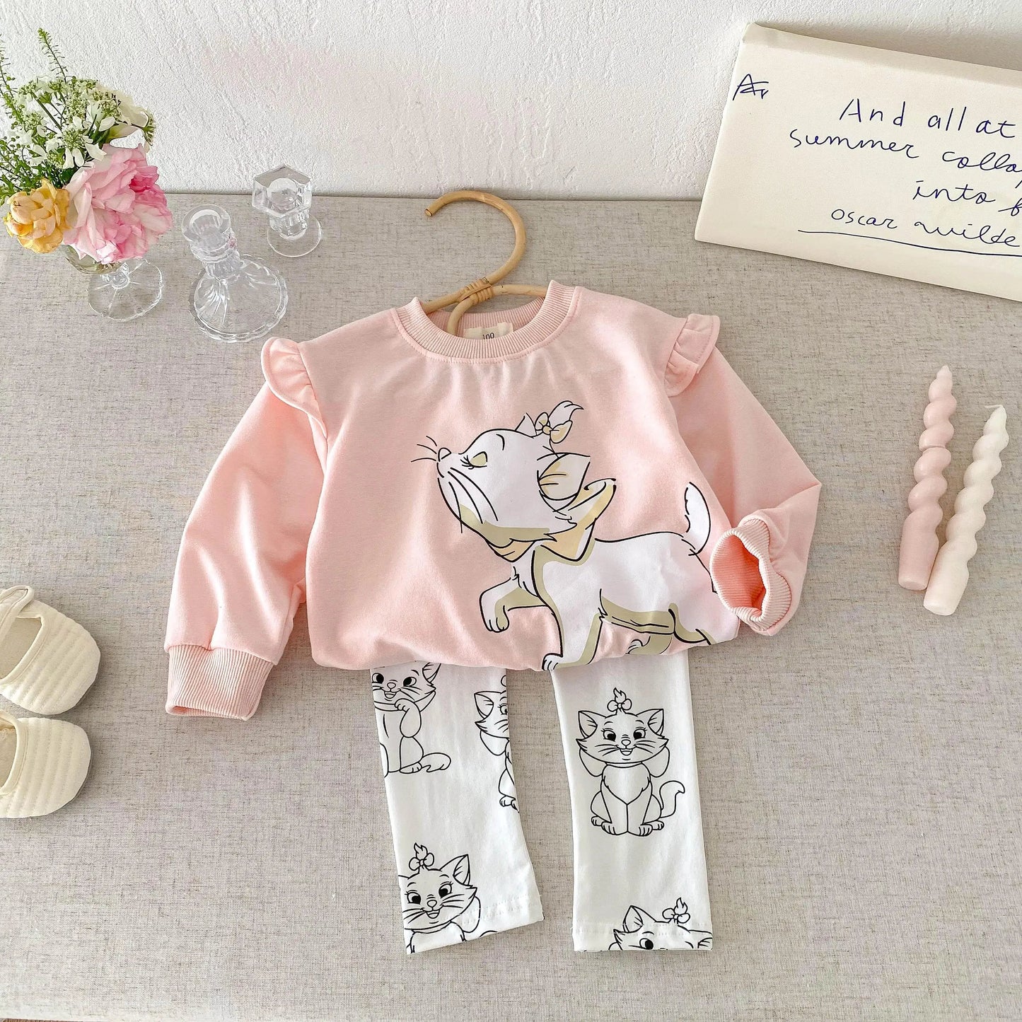 Baby Clothing Set For Children Aged 1-6 Fashion Set Children's Cartoon Girl Sports Set Top And Pants 2-piece Set Good Vibrations