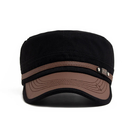 Flat Hat Women Fashion PU Leather Brim Men Baseball Cap Soft Cotton Cloth Casual Visor Trucker Hat Autumn Summer Adjustable Good Vibrations